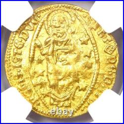 1421-1436 Greece Chios Gold Ducat Coin 1D NGC Uncirculated Detail (UNC MS)