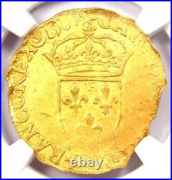 1567 France Gold Charles IX Ecu D'Or Gold Coin. NGC Uncirculated Detail (UNC MS)