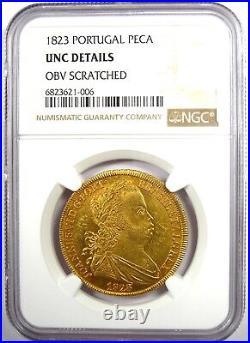 1823 Portugal Gold Joao VI Peca Coin Certified NGC Uncirculated Detail UNC MS