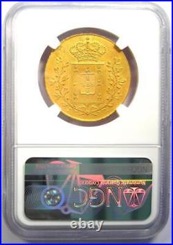 1834 Portugal Gold Maria II Peca Coin Certified NGC Uncirculated Detail UNC MS