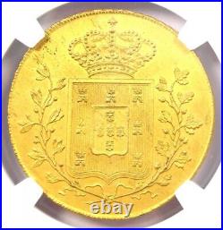 1834 Portugal Gold Maria II Peca Coin Certified NGC Uncirculated Detail UNC MS