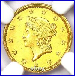 1851 Liberty Gold Dollar G$1 Coin Certified NGC Uncirculated Details (UNC MS)