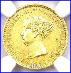 1851 Portugal Gold Maria II 1000 Reis Coin 1000R. NGC Uncirculated Detail UNC MS