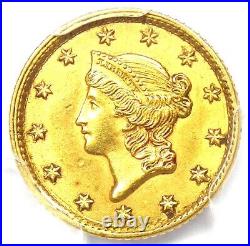 1854 Liberty Gold Dollar G$1 Coin Certified PCGS Uncirculated Details (UNC MS)