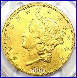 1861 Liberty Gold Double Eagle $20 Coin PCGS Uncirculated Detail (UNC MS)