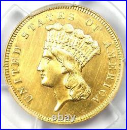 1866 Three Dollar Indian Gold Coin $3 PCGS Uncirculated Detail (UNC MS) Rare