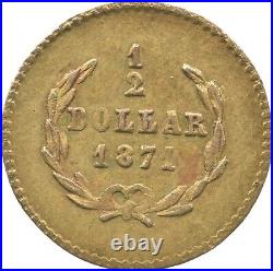 1871 Gold Half Dollar BG-1011 California Fractional Gold 2888
