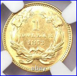 1873 Indian Gold Dollar G$1 Coin Certified NGC Uncirculated Details (UNC MS)