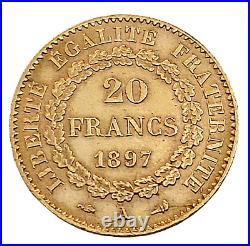 1878 A French 20 Gold Franc Lucky Angel Gold Coin Bu