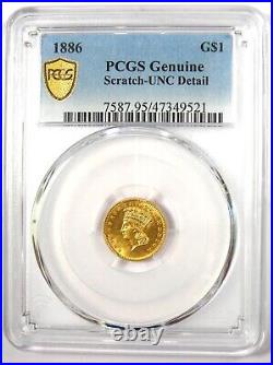 1886 Indian Gold Dollar G$1 Coin Certified PCGS Uncirculated Details (UNC MS)