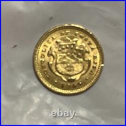 1900 Costa Rica 2 Colones Gold Coin, Uncirculated B03