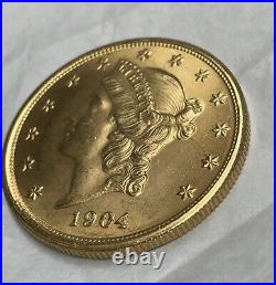1904-$20 Gold Double Eagle Liberty Coin Brilliant Uncirculated BU