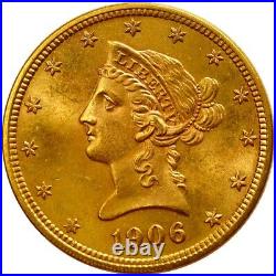 1906-D $10 Liberty Gold Eagle Coin BU Uncirculated