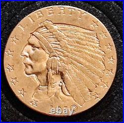 1910 indian head 2.50 quarter eagle gold coin AU/MS