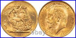 1911-1931 Gold Sovereign 7 Coin Mint Set, Uncirculated, Vintage Capital Holder