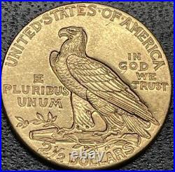 1911-P $2.50 Gold Indian Head Quarter Eagle Coin BU Details Uncirculated