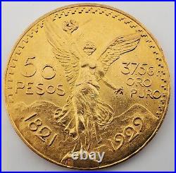 1929 Mexico 50 Peso Centenario Gold Coin Gem Bu Uncirculated