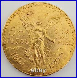1929 Mexico 50 Pesos Gold Coin Gem Bu Uncirculated 1.20agw