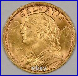 1935 Switzerland 20 Francs Helvetia Gold Coin Uncirculated