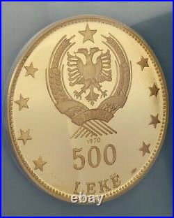 1970 ALBANIA G500 Lekë Prince Skanderbeg 3 oz Gold NGC PF 66 Ultra Cameo