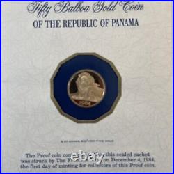 1984 Panama Gold 50 Balboa Coin Lion & Lamb Proof Peace Of Christmas Sealed FM