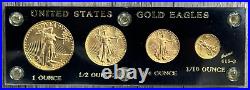 1986 AMERICAN GOLD EAGLE 1.85ozt 4 COIN TYPE SET IN CAPITOL PLASTIC DISPLAY CASE