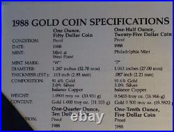 1988 Gold Proof Setall Flawless Dcam Gems! Box & Coa Included! Wow Nr #bin502