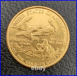 1990 1/10 Oz Gold American Eagle $5 Coin Gem Uncirculated Roman Numeral Date