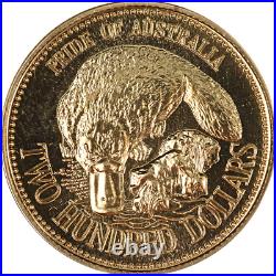 1990 Australia (Pride of) $200 Uncirculated Gold Coin Platypus. 916 Fine OGP