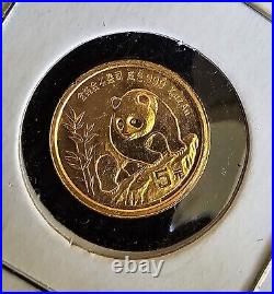 1990 China 5 Yuan 1/20 oz 999 Gold Panda Uncirculated