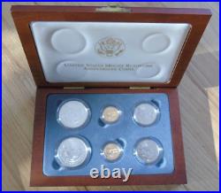 1991 Proof Uncirculated Mount Rushmore Anniversary Gold Silver 6 Coin Set COA