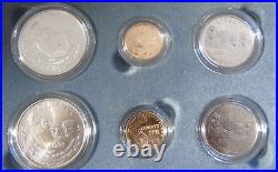 1991 Proof Uncirculated Mount Rushmore Anniversary Gold Silver 6 Coin Set COA