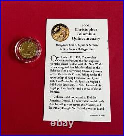 1992 US MINT Christopher Columbus Quincentenary $5 Gold Coin. Mint