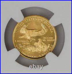 1999 W $5 American Gold Eagle With W MS70 NGC 946703-3