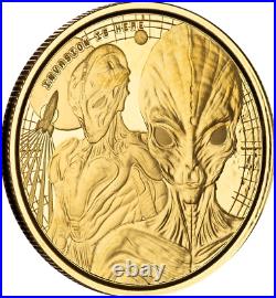 1/10oz Gold Scottsdale Mint Ghana Alien Authorized Dealer Mint BU/PL Capsule