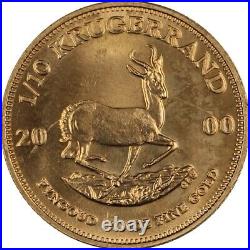 2000 South Africa Krugerrand 1/10 Oz Fine Gold Coin Brilliant Uncirculated