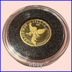 2006 Kiribati Angel. 044oz Gold. 999 $10 GEM PROOF Coin Uncirculated withCase
