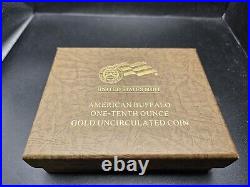 2008 $5 Burnished American Gold Buffalo 1/10 oz Uncirculated Coin With COA & Box