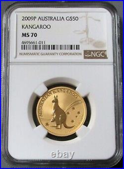 2009 P Gold Australia $50 Kangaroo 1/2 Oz Coin Ngc Mint State 70