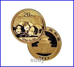 2013 20 Yuan 1/20 oz. 999 Chinese Gold Panda Uncirculated Coin BU Sealed