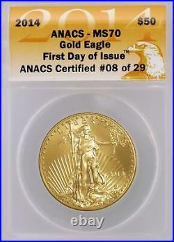 2014 $50 1 oz Gold American Eagle ANACS MS70 Gem Uncirculated First Day Of Issue