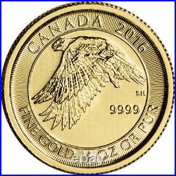 2016 Canada Gold White Snow Falcon $10 1/4 oz. 9999 Fine BU