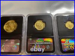 2016-W 100th Anniversary. 9999 Gold 3 Coin Set 1/10oz 1/4oz 1/2oz SP70 NGC