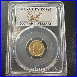 2016 W PCGS SP69 100th Anniversary Mercury Dime 10c US Mint Gold First Strike FS
