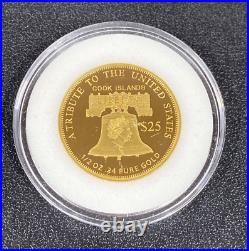 2019 Cook Islands $25 Liberty (1/2 oz. 24 Pure Gold) Coin in Capsule
