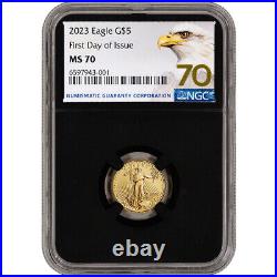 2023 American Gold Eagle 1/10 oz $5 NGC MS70 First Day Issue Grade 70 Black