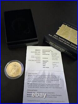 2023 W 1oz Gold American Eagle Coin Uncirculated With Box And COA 23EH