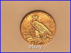 $2.50 Gold Indian Coin Dated 1927 NGC MS63 Grade