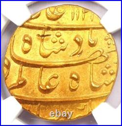 AH1122 India Mughal Gold Mohur Coin Certified NGC Uncirculated Detail (UNC MS)
