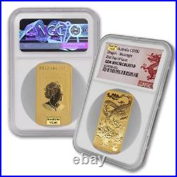Australia Random Year $100 Gold Dragon Bar NGC GEMUNC FDOI 1oz 24KT coin